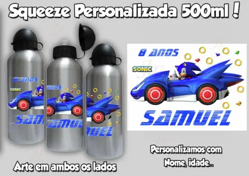 01 Squeeze Garrafinha Alumínio 500 ml Personalizada Sonic