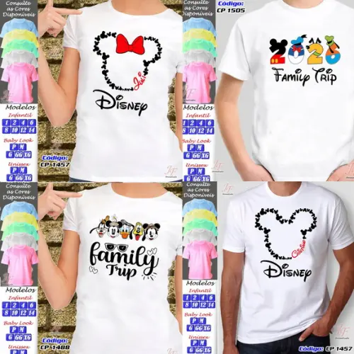 08 Camisetas Férias em Família Viagem Disney Trip Vacation
