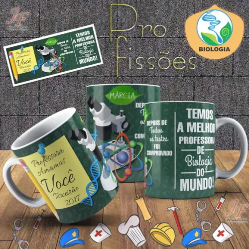 10 Canecas Cerâmica 350 ml Personalizada Curso Biologia