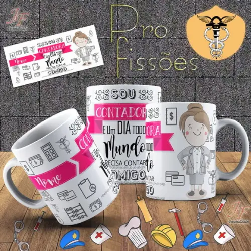 10 Canecas Cerâmica 350 ml Personalizada Curso Contabilidade