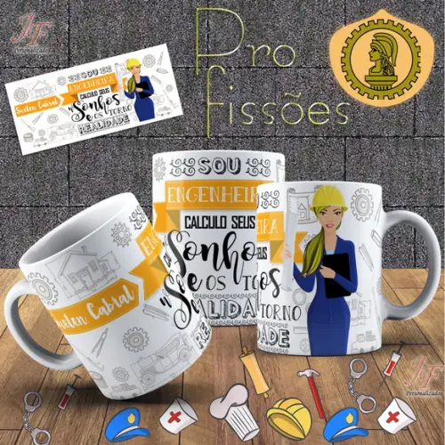 10 Canecas Cerâmica 350 ml Personalizada Curso Engenharia
