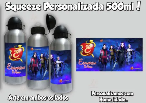 40 Garrafas Alumínio Descendentes Personalizadas 500 ml