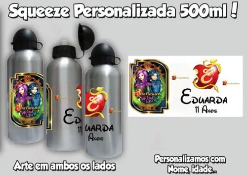 40 Garrafas Alumínio Descendentes Personalizadas 500 ml