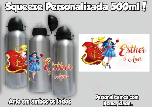 40 Garrafas Alumínio Descendentes Personalizadas 500 ml
