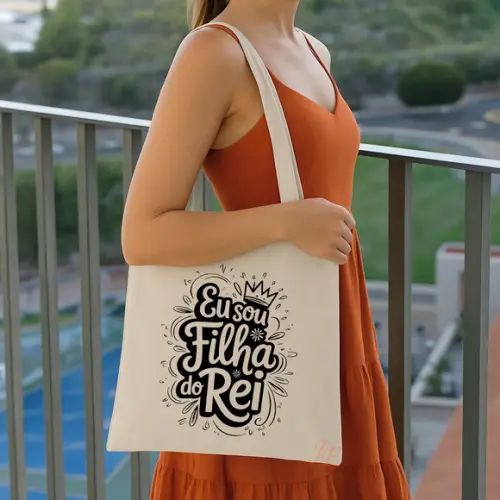 Bolsa Ecobag Algodão Cru Frases Cristãs 35 x 40cm