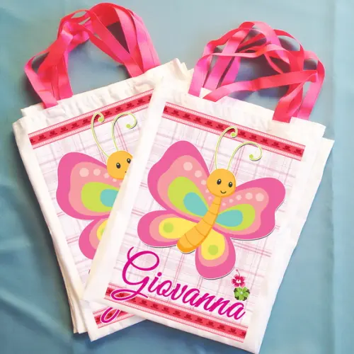 Bolsinha Ecobag Personalizada Flores Jardim das Borboletas