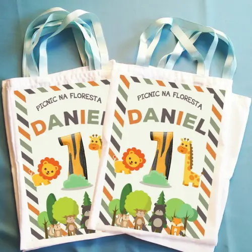 Bolsinha Ecobag Personalizada Picnic Piquenique na Floresta