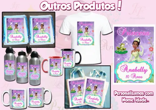 Bolsinha Ecobag Sacolinha Personalizada A Princesa e o Sapo