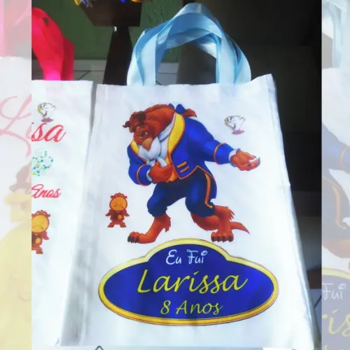 Bolsinha Ecobag Sacolinha Personalizada A Bela e a Fera