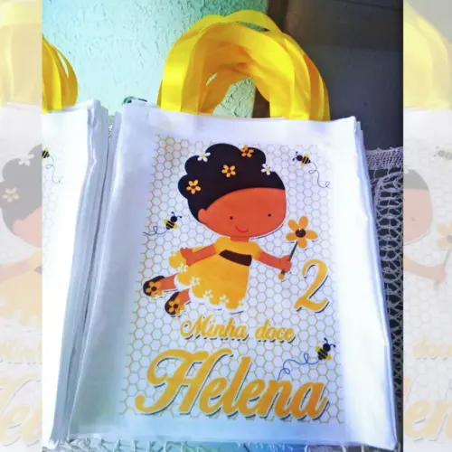 Bolsinha Ecobag Sacolinha Personalizada Abelhinha