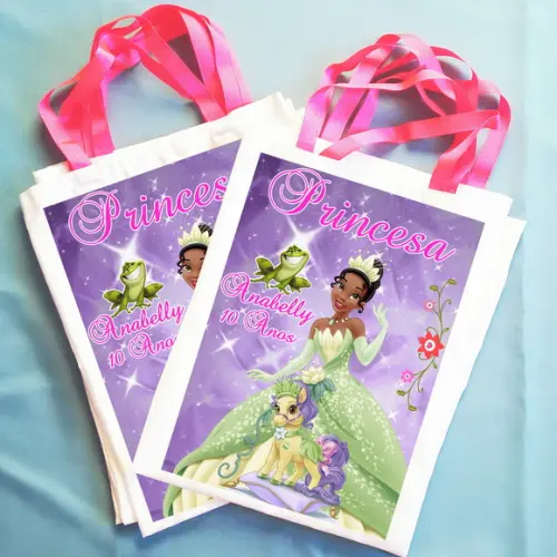 Bolsinha Ecobag Sacolinha Personalizada A Princesa e o Sapo