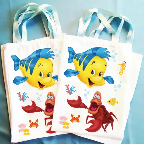 Bolsinha Ecobag Sacolinha Personalizada Ariel Pequena Sereia