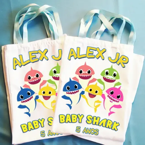 Bolsinha Ecobag Sacolinha Personalizada Baby Shark