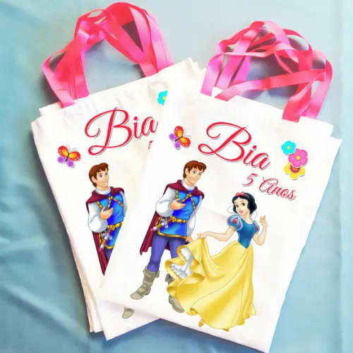 Bolsinha Ecobag Sacolinha Personalizada Branca de Neve