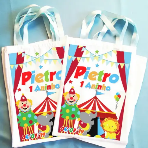 Bolsinha Ecobag Sacolinha Personalizada Circo