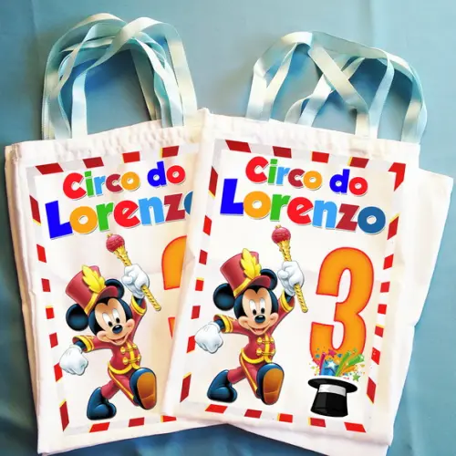 Bolsinha Ecobag Sacolinha Personalizada Circo do Mickey