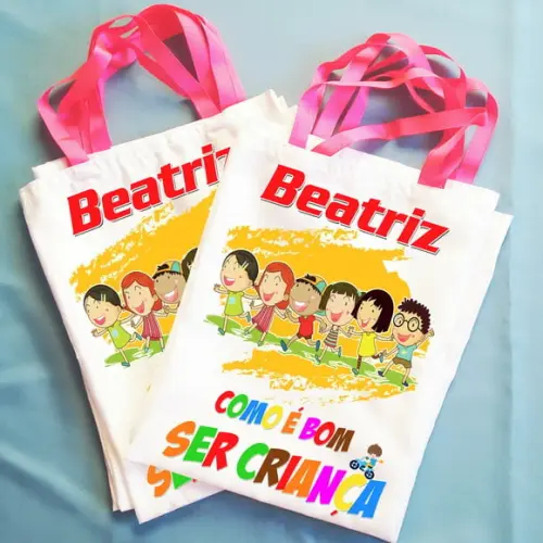 Bolsinha Ecobag Sacolinha Personalizada Dia das Crianças