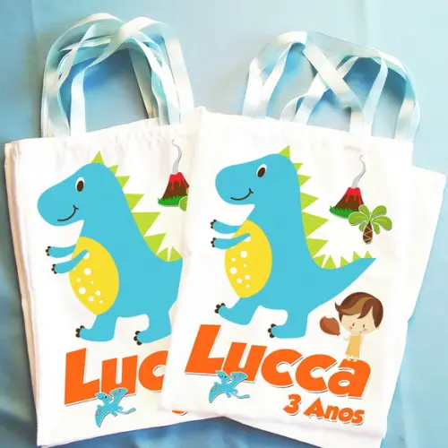Bolsinha Ecobag Sacolinha Personalizada Dinossauro