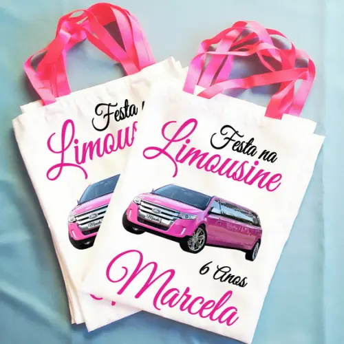 Bolsinha Ecobag Sacolinha Personalizada Festa na Limousine