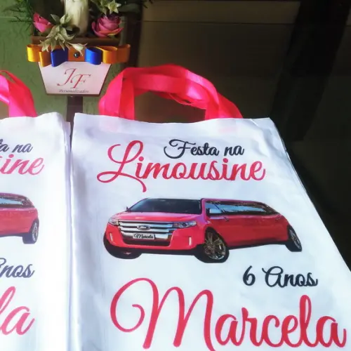 Bolsinha Ecobag Sacolinha Personalizada Festa na Limousine