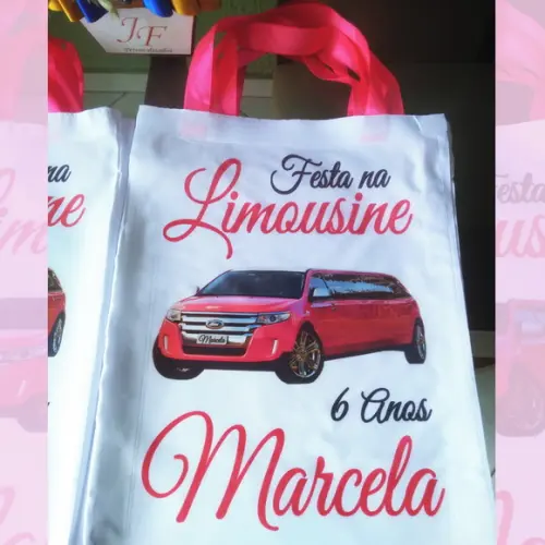 Bolsinha Ecobag Sacolinha Personalizada Festa na Limousine
