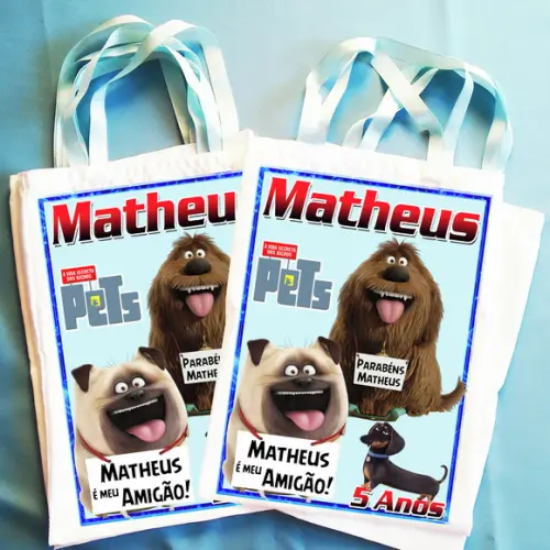 Bolsinha Ecobag Sacolinha Personalizada Filme Pets