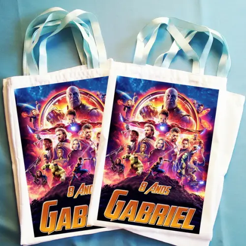 Bolsinha Ecobag Sacolinha Personalizada Heróis Vingadores