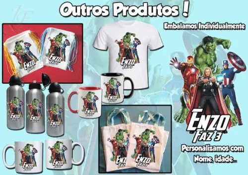 Bolsinha Ecobag Sacolinha Personalizada Heróis Vingadores