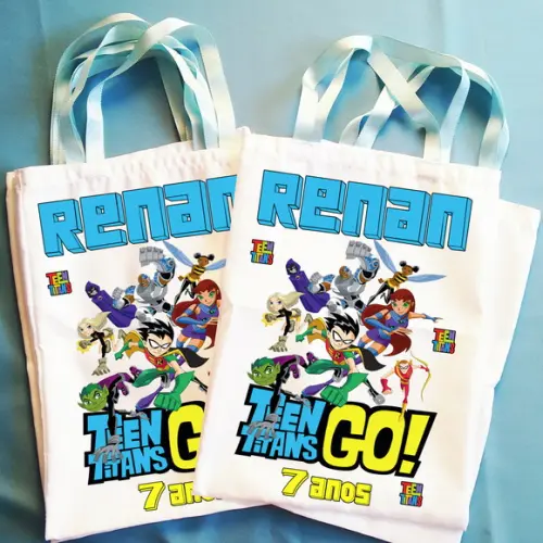 Bolsinha Ecobag Sacolinha Personalizada Jovens Titans