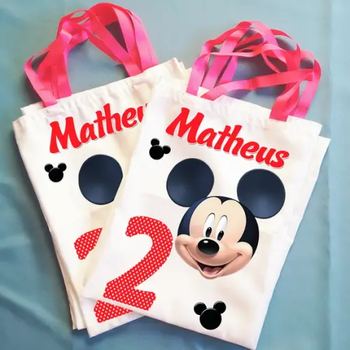 Bolsinha Ecobag Sacolinha Personalizada Mickey Mouse