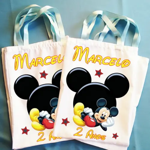 Bolsinha Ecobag Sacolinha Personalizada Mickey Mouse