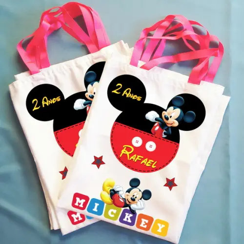 Bolsinha Ecobag Sacolinha Personalizada Mickey Mouse