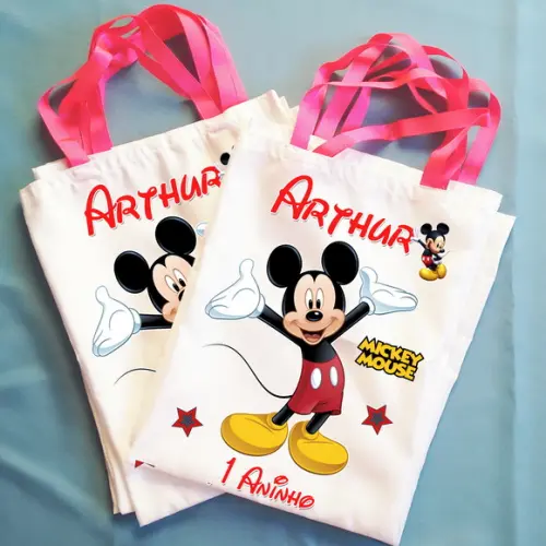 Bolsinha Ecobag Sacolinha Personalizada Mickey Mouse