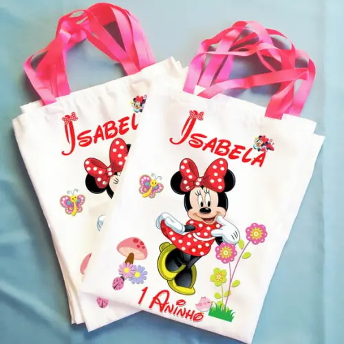 Bolsinha Ecobag Sacolinha Personalizada Minnie