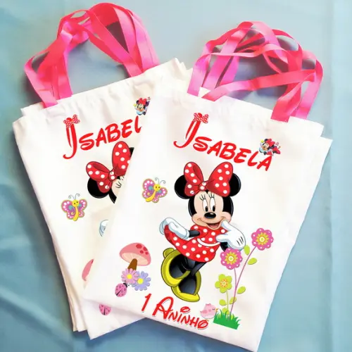 Bolsinha Ecobag Sacolinha Personalizada Minnie