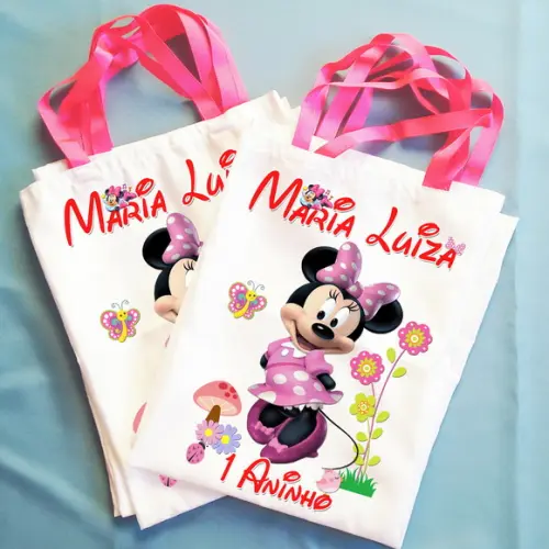Bolsinha Ecobag Sacolinha Personalizada Minnie