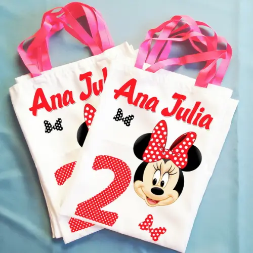 Bolsinha Ecobag Sacolinha Personalizada Minnie