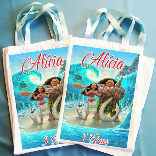 Bolsinha Ecobag Sacolinha Personalizada Moana