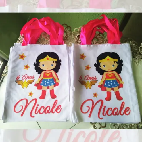 Bolsinha Ecobag Sacolinha Personalizada Mulher Maravilha