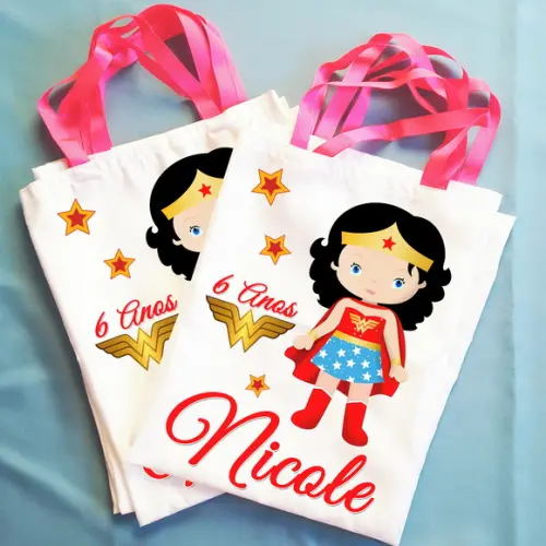 Bolsinha Ecobag Sacolinha Personalizada Mulher Maravilha