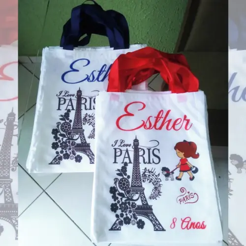 Bolsinha Ecobag Sacolinha Personalizada Paris