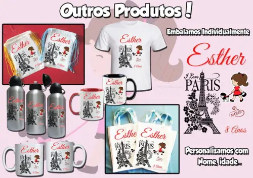 Bolsinha Ecobag Sacolinha Personalizada Paris
