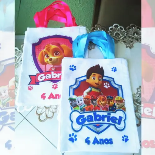Bolsinha Ecobag Sacolinha Personalizada Patrulha Canina