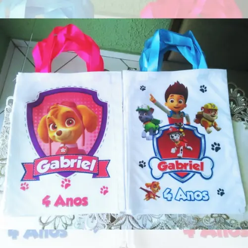 Bolsinha Ecobag Sacolinha Personalizada Patrulha Canina