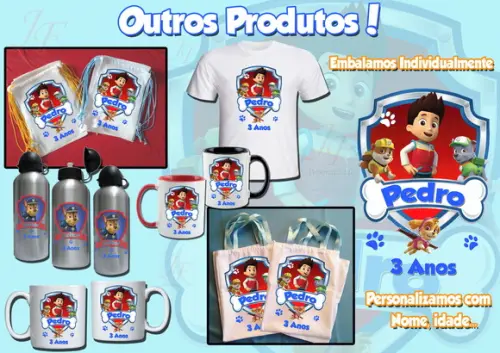 Bolsinha Ecobag Sacolinha Personalizada Patrulha Canina