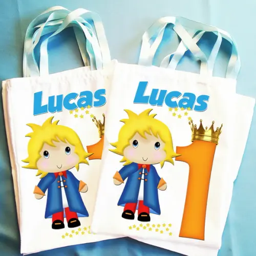 Bolsinha Ecobag Sacolinha Personalizada Pequeno Príncipe