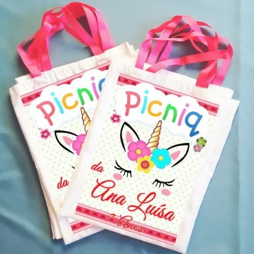 Bolsinha Ecobag Sacolinha Personalizada Picnic Piquenique