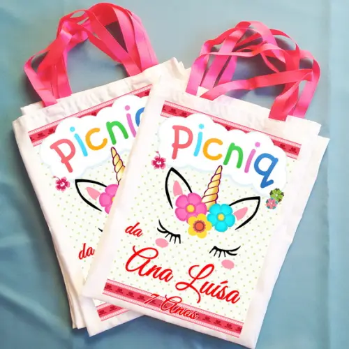 Bolsinha Ecobag Sacolinha Personalizada Piquenique Picnic