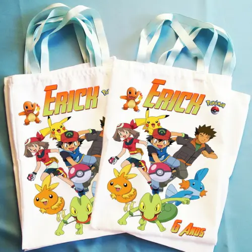 Bolsinha Ecobag Sacolinha Personalizada Pokemon