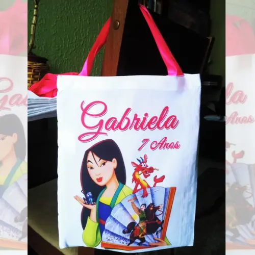 Bolsinha Ecobag Sacolinha Personalizada Princesa Mulan